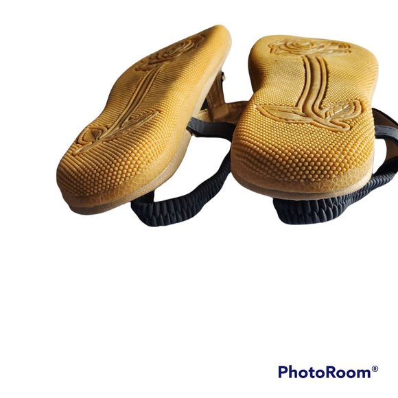 Women's Classic Bohemian Metal Buckle Thong Ankle Sandals Black Size 40 - Picture 7 of 10